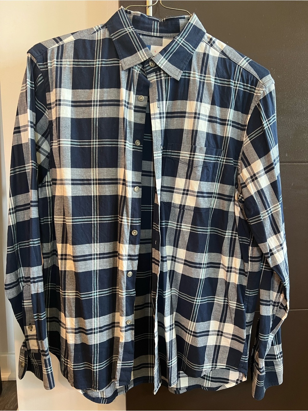 Old Navy Navy and White Plaid Button-Down Shirt